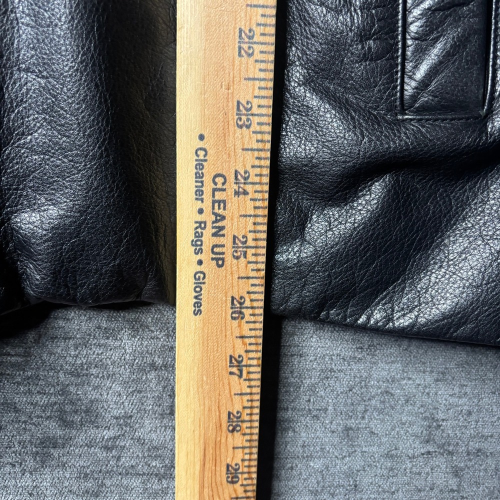 Banana Republic Mens Black Leather Jacket Full Zip Lined Medium Moto Motorcycle - Picture 10 of 12
